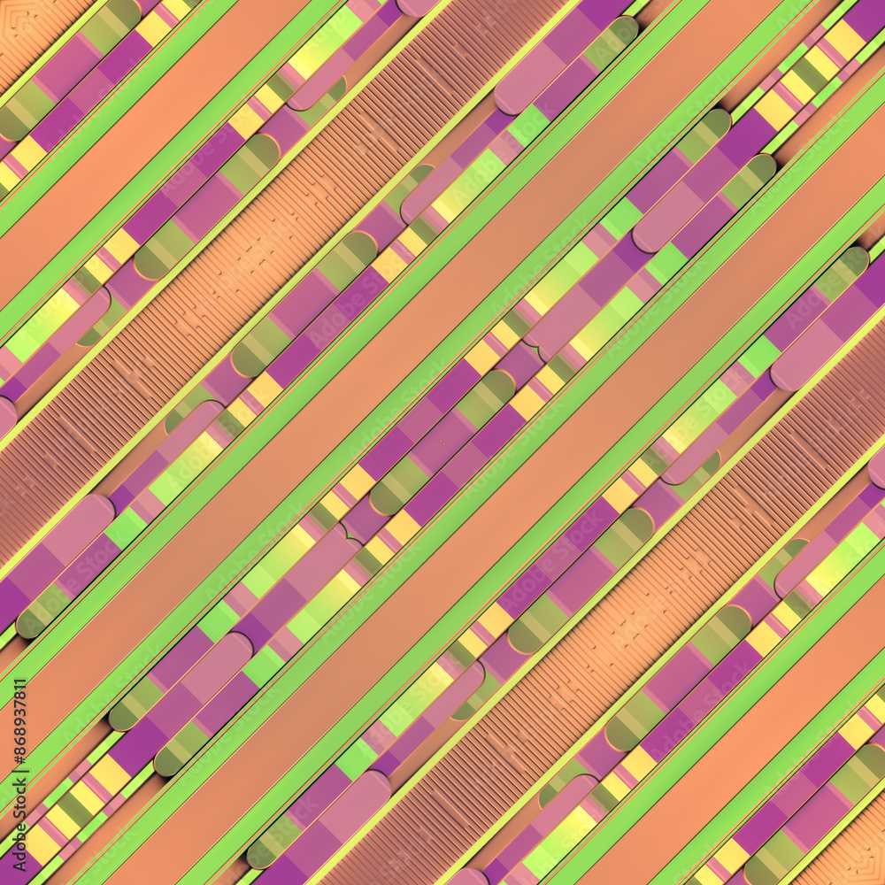 Poster Stylized abstract pattern reminiscent of the design of a modern graphic user interface. 3d rendering illustration