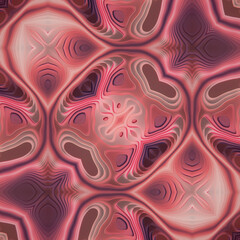 Symmetrical topographic landscape pattern in pink and purple color. 3d rendering digital illustration