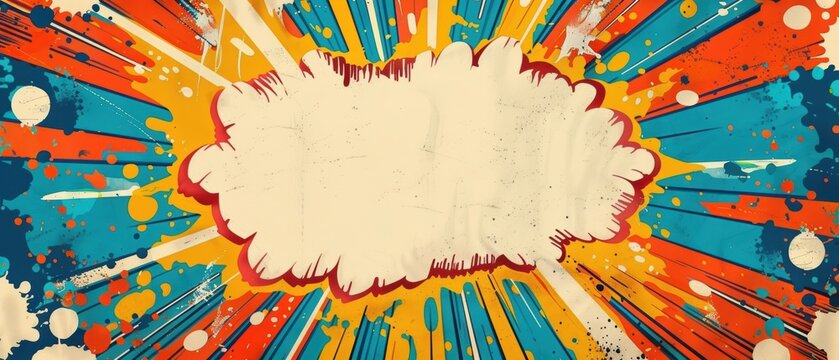 Vintage comic book explosion background with a large blank space for a birthday message, superhero theme, retro colors - Powered by Adobe