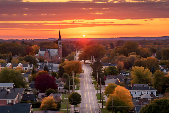 Sunset panorama of Ajax town showcasing serene suburb lifestyle and presence of abundant green spaces