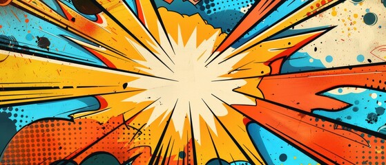 Retro comic explosion background on a superhero-themed birthday card, blank space for a custom birthday message, vintage design