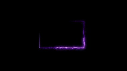 Rectangle frame purple color 4k illustration neon light on black background. 