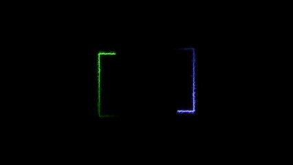 Rectangle frame colorful color 4k illustration neon light on black background. 