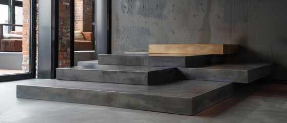 Metal podium with industrial elements, urban chic, functional simplicity