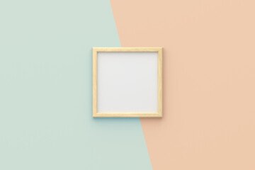 Rectangular wooden 3D photo frame for a two-toned wall and mock-up