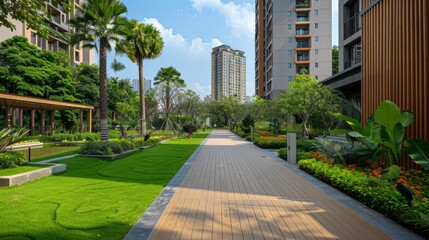 Architectural Landscape Portrait with a Large Green Garden