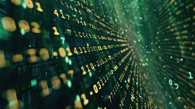 Cyberspace filled with binary digits, futuristic matrix theme, programming code backdrop