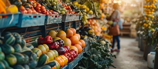 Obraz premium Vibrant Farmers Market with Fresh Produce. Farmer Market's Day. 
