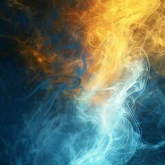Obraz premium Unique Fantasy Vibrant Ethereal Colorful Background with Yellow, Blue, and Purple Gradient Dreamy Smoke, Shining Divine Light, Halloween, Christmas, Symbol of Human Faith, Jesus, Christianity, Hope, N