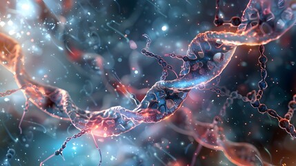 Big Genomic Data Visualization. DNA helix, DNA strand, DNA Test. Molecule or atom, neurons....