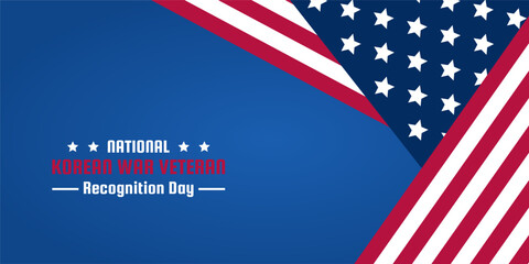 Obraz premium Korean War Veterans Recognition Day background, with American flag decoration. template design for banner, greeting card, brochure, web, social media.