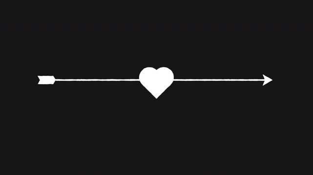 Minimalist Animated Heart and Arrow Line Art for Love and Romance