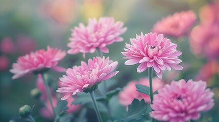Obraz premium pink chrysanthemums blooming