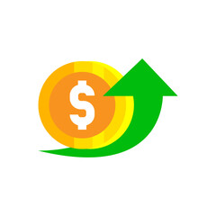 increase in dollar price concept illustration flat design icon