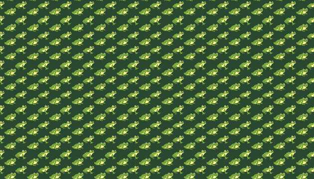 A green frog pattern on dark green background