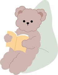 cute bear reading book cozy and relaxing
