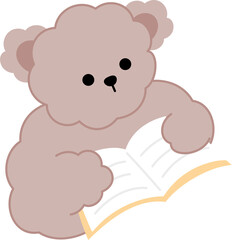 cute bear reading book cozy and relaxing