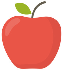 Flat vector art illustration of a red apple isolated on white background.