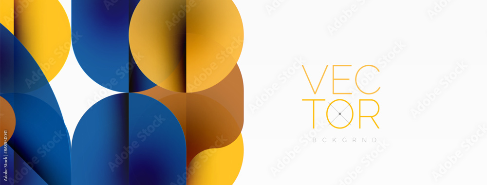 Poster minimal round shapes geometric abstract background. circle design. trendy techno business template f