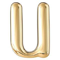 Gold 3D Bubble Font Letter U uppercase © Chetra168