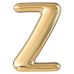 Gold 3D Bubble Font Letter Z uppercase