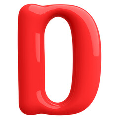 Red 3D Bubble Font Letter D uppercase