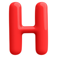 Red 3D Bubble Font Letter H uppercase