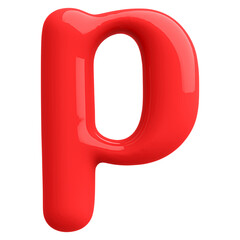 Red 3D Bubble Font Letter P uppercase