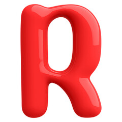 Red 3D Bubble Font Letter R uppercase