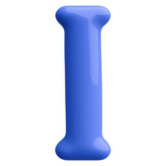Blue 3D Bubble Font Letter I uppercase