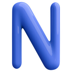 Blue 3D Bubble Font Letter N uppercase