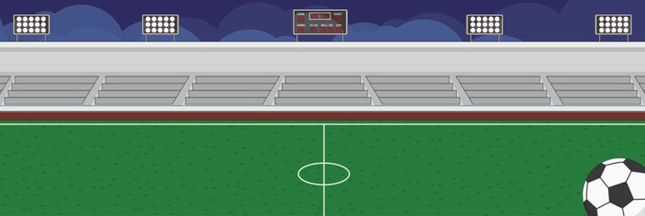 Cute and nice design of football bleachers with furniture and interior objects vector design