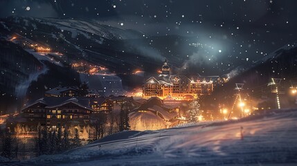 Ski resort at night 