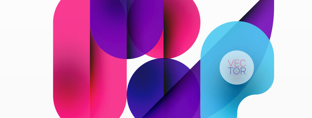 Obraz premium Minimal round shapes geometric abstract background. Circle design. Trendy techno business template for wallpaper, banner, background or landing