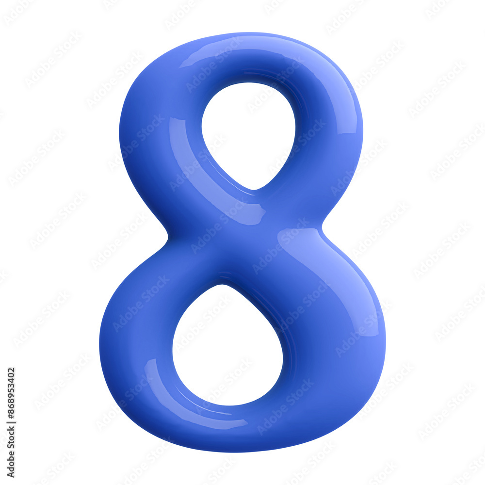 Sticker blue 3d number 8