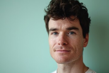 Obraz premium Portrait of handsome young man with freckles on his face