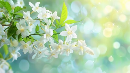 White jasmine. The branch delicate spring flowers