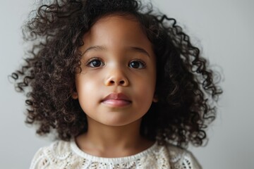 Naklejka premium Portrait of a cute african american little girl with curly hair