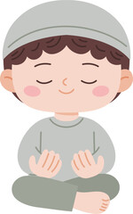muslim kid praying cute cartoon character