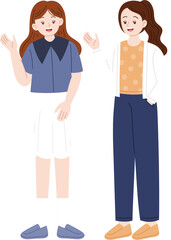 woman having conversation character illustration