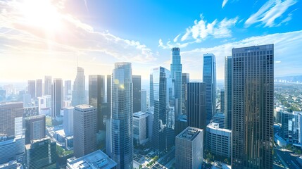 Los Angeles Skyline with Clear Blue Sky