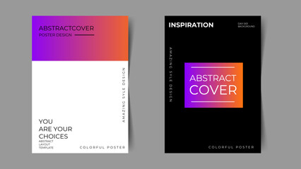 Creative covers or horizontal posters in modern minimal style for corporate identity, branding, banner, poster, advertising. Modern layout design template with dynamic colorful overlay lines