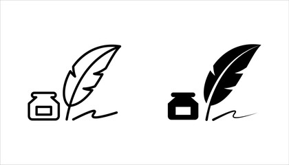 Feather pen write vector icon set. Quill pen icon vector illustration on white background © Ainul