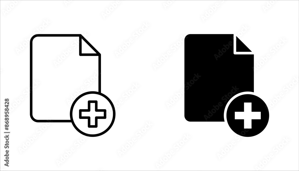 Poster add new document icon set. perfect for file management vector illustration on white background