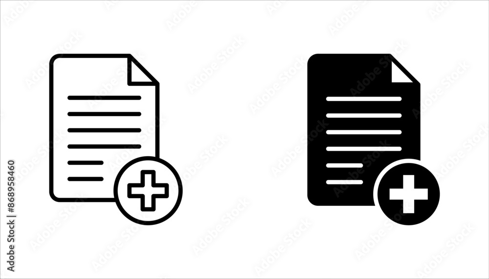Poster add new document icon set. perfect for file management vector illustration on white background