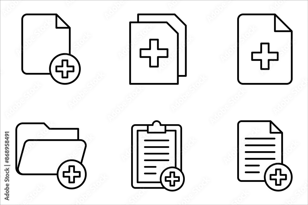 Poster add new document icon set. perfect for file management vector illustration on white background