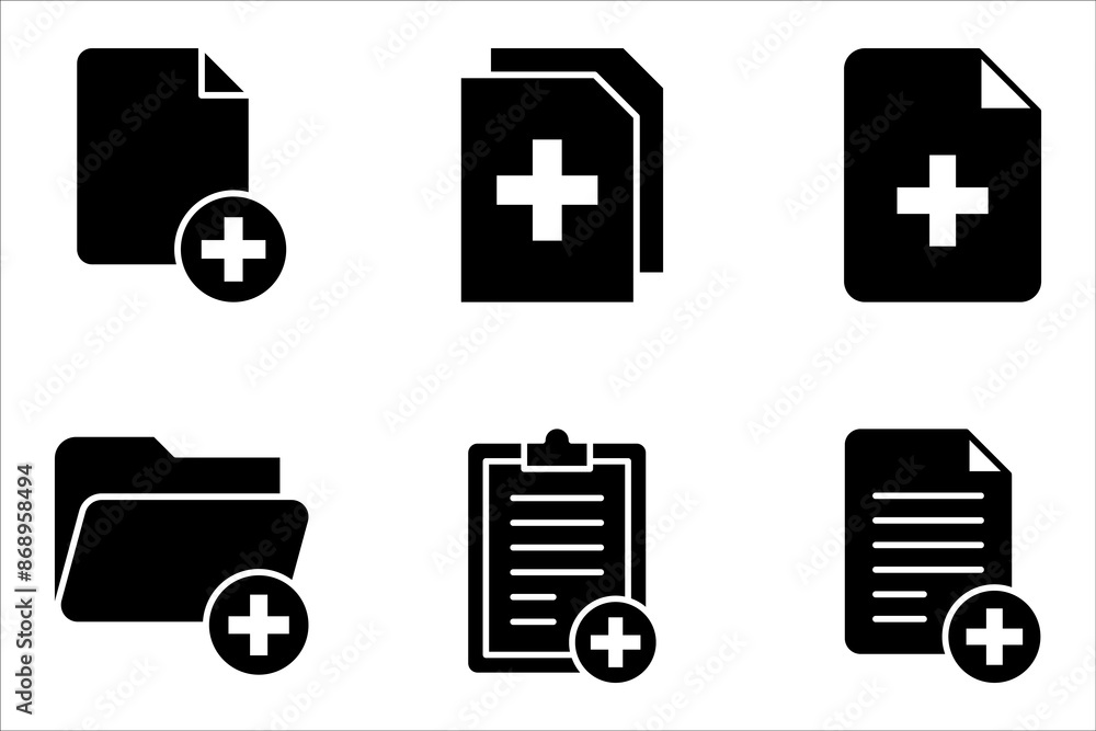 Poster add new document icon set. perfect for file management vector illustration on white background