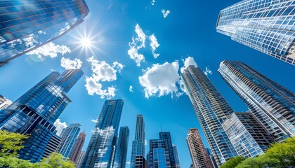 Cityscape with Tall Buildings and a Bright Sunny Day