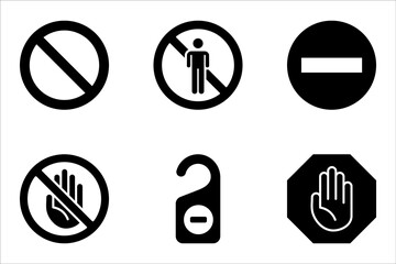 Stop Signs and Icons Set. Line Style vector illustration on white background