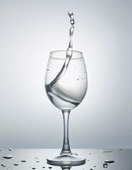 elegant glass filled with crystal-clear water, its surface reflecting the ambient light and showcasing a purity that invites refreshment and rejuvenation.